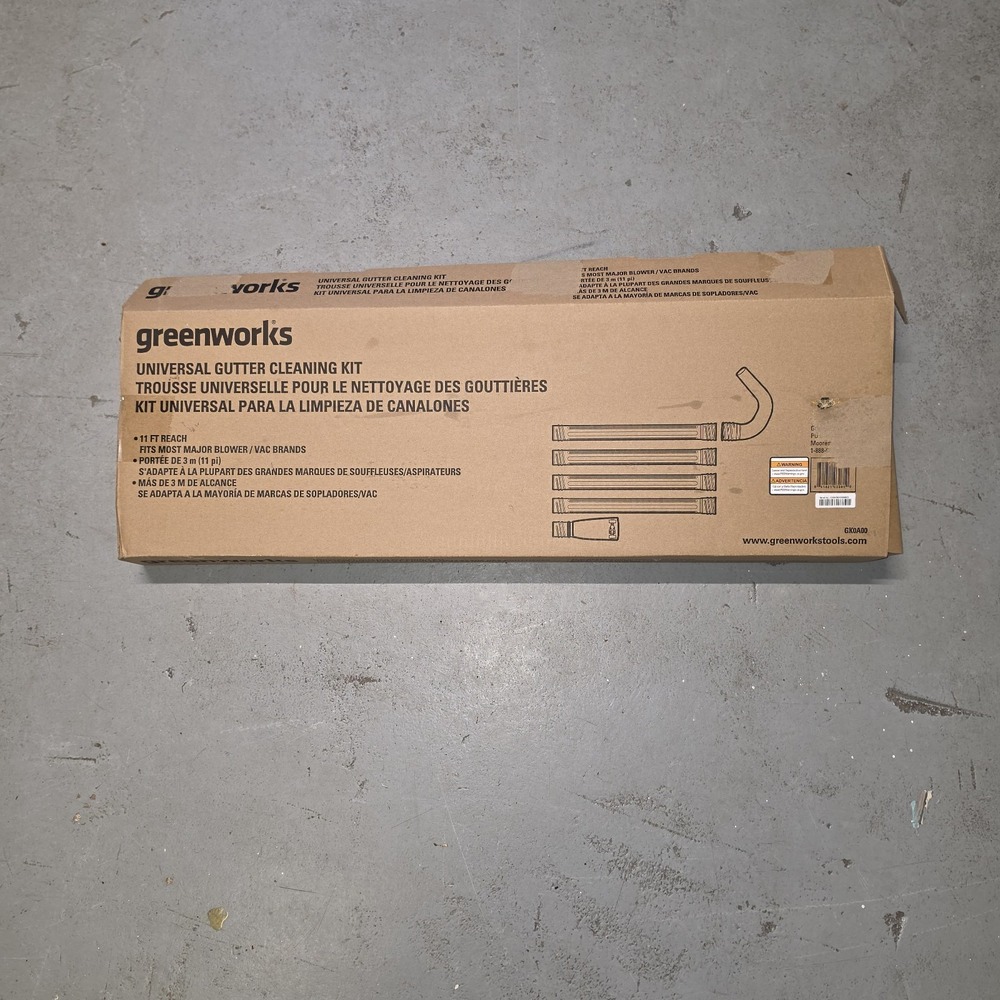 GREENWORKS 11 FOOT UNIVERSAL GUTTER CLEANING KIT FOR LEAF BLOWER VACUUM GK0A00